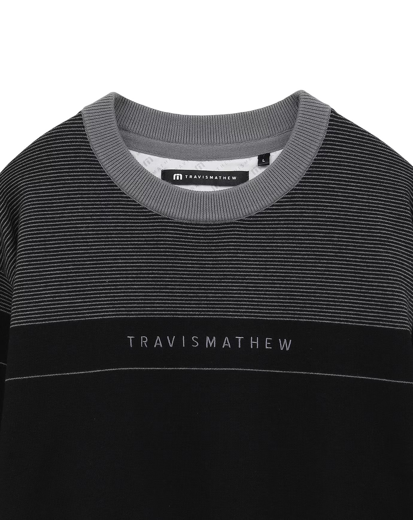 【TravisMathew】トラヴィスマシュー　メンズゴルフウェア　センターロゴ丸首ボーダーニット（MEN)　7AK028