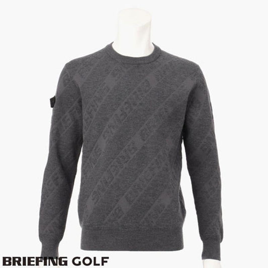 ﾒﾝｽﾞｳｪｱ BRG233M13　ブルゾン　 MENS BIAS LOGO CREW NECK KNIT　メンズ ロゴ クルーネックニット　チャコール　ゴルフ用品,メンズウェア,ゴルフウェア,ブリーフィング,briefing,正規品,人気ブランド,